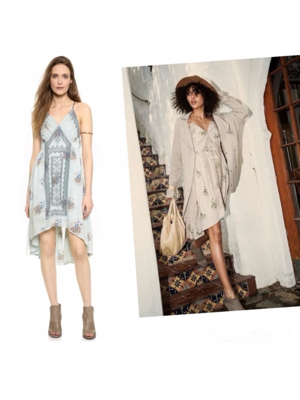 Free People Sun Dress Blue Bell Fauna Floral Fairycore Coastal Cowgirl Festival